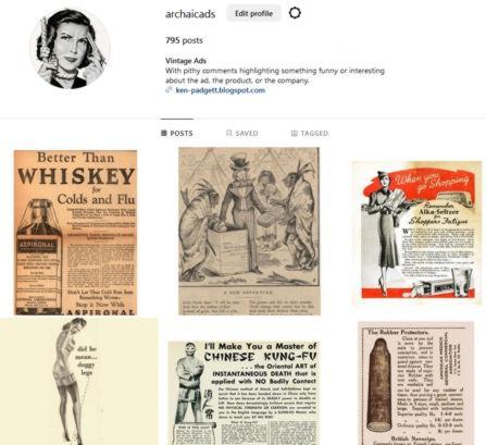 Screengrab of Archaic Ads on Instagram